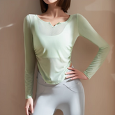 Yoga Pilates Asymmetric Hem Fitted Fitness Top