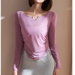 Yoga Pilates Asymmetric Hem Fitted Fitness Top