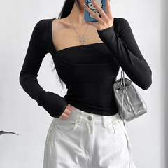 Square Collar Cropped Top