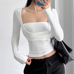 Square Collar Cropped Top