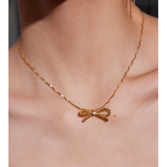 Diamante Bow Necklace