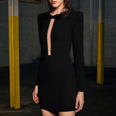 Long Sleeves Mini Evening Dress Gown