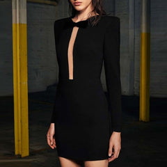 Long Sleeves Mini Evening Dress Gown