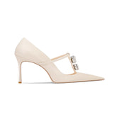 Diamante T-Strap Mid Heel Sandals - 6cm