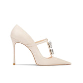 Diamante T-Strap Mid Heel Sandals - 8cm