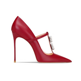 Diamante T-Strap High Heel Sandals - 10cm