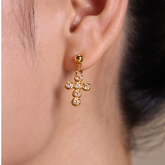 Diamante Cross Earrings - Pair