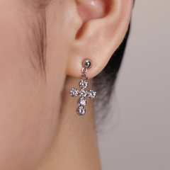 Diamante Cross Earrings - Pair