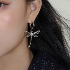 Diamante Dragonfly Earrings - Pair