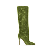 Diamante Stiletto Heel Knee High Boots