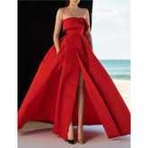 Front Opening Tube Evening Dress Gown