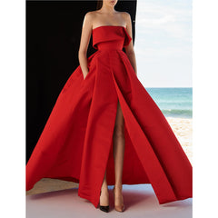 Front Opening Tube Evening Dress Gown