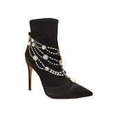 Diamante Embellished High Heel Ankle Boots