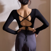 Yoga Pilates Back Cross Fitted Fitness Top