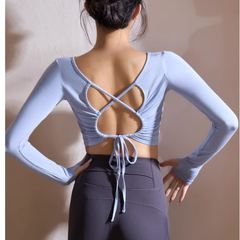 Yoga Pilates Back Cross Fitted Fitness Top