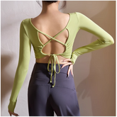 Yoga Pilates Back Cross Fitted Fitness Top
