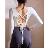 Yoga Pilates Back Cross Fitted Fitness Top