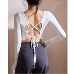 Yoga Pilates Back Cross Fitted Fitness Top