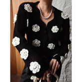 Flower Embellished Knitwear Cardigan
