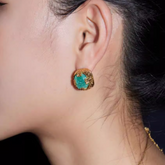 Gem Ear Stud Earrings - Pair
