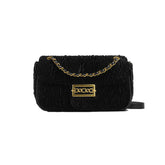 Metal Lock Velvet Cross Body Bag