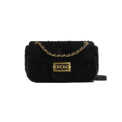 Metal Lock Velvet Cross Body Bag