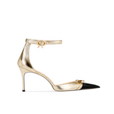 Bi-Color Ankle Strap Mid Heel Sandals - 6cm