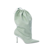 Draw-String High Heel Knee High Boots