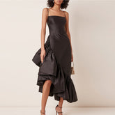 Ruffled Asymmetric Hem Evening Dress Gown