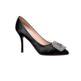 Diamante Embellished Satin High Heel Pumps - 10cm