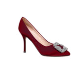 Diamante Embellished Satin High Heel Pumps - 10cm