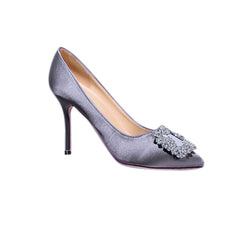Diamante Embellished Satin High Heel Pumps - 10cm