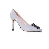 Diamante Embellished Cloth High Heel Pumps - 10cm