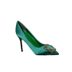 Diamante Embellished Satin High Heel Pumps - 10cm