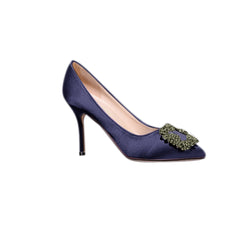 Diamante Embellished Satin High Heel Pumps - 10cm