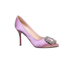 Diamante Embellished Satin High Heel Pumps - 10cm