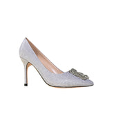Diamante Embellished Cloth High Heel Pumps - 10cm