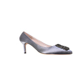 Diamante Embellished Satin Mid Heel Pumps - 6cm