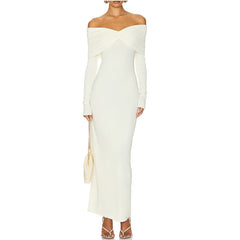 Off-Shoulder Evening Dress Gown