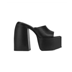 Block Heel Platform Mules Sandals