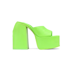 Block Heel Platform Mules Sandals
