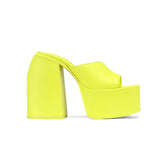 Block Heel Platform Mules Sandals