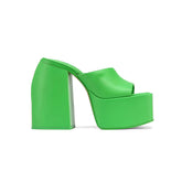 Block Heel Platform Mules Sandals