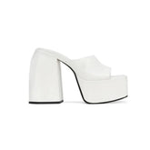 Block Heel Platform Mules Sandals