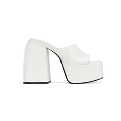 Block Heel Platform Mules Sandals
