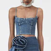 Denim Cropped Cami Top