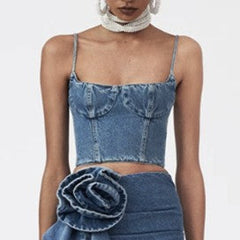 Denim Cropped Cami Top