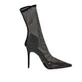 Diamante Mesh Ankle Boots - 11cm