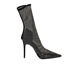 Diamante Mesh Ankle Boots - 11cm