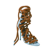 Lace Up High Heel Rope Sandals